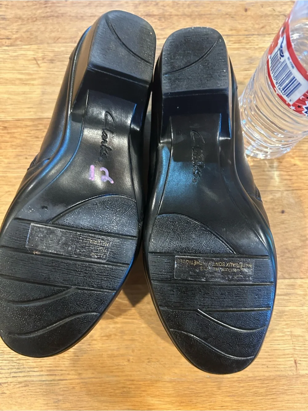 Clarks Black Leather Wedge Shoes